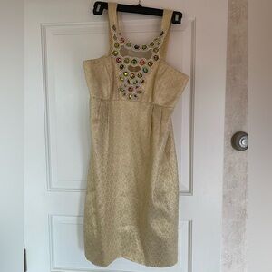 Shoshanna Gold Embellished cocktail Dress 6